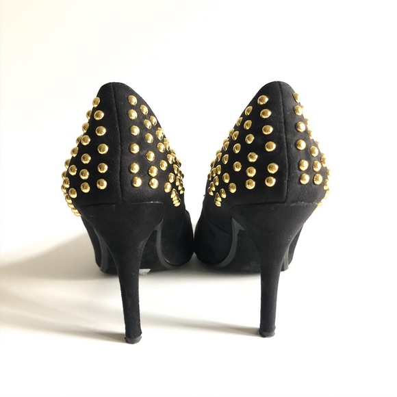 Shoe Dazzle Black & Gold Beaded Heels - Picture 5 of 8